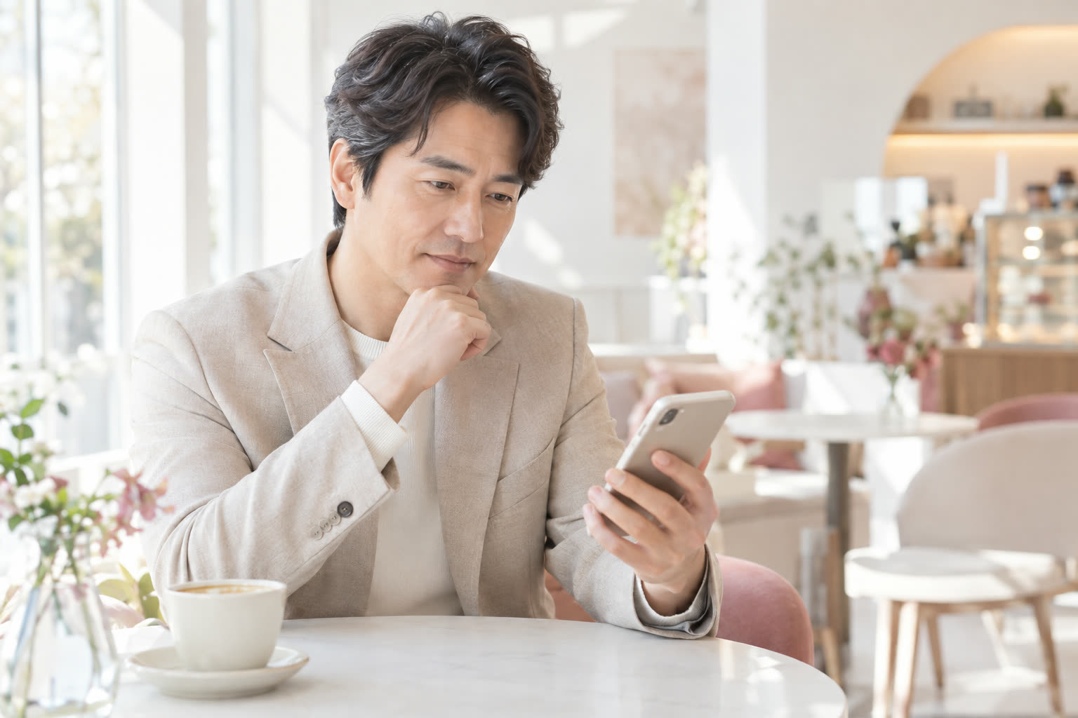 잠금 장치와 휴대폰이 놓인 차분한 책상